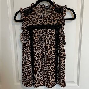 a.n.a Black and Brown Leopard Print Blouse